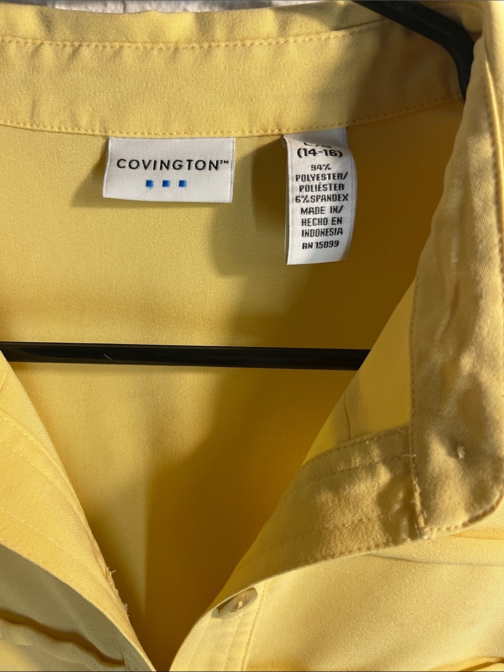 Covington Yellow Ruffle-Trim Button Front Blouse Size Large - Picture 3 of 12